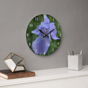 Blauer Iris-Blume-Uhr Große Wanduhr