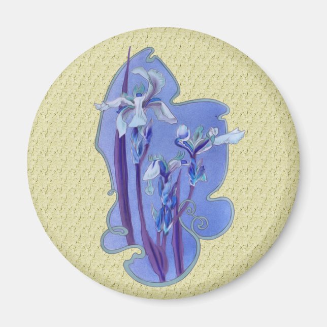 Blauer Iris-Blumenmuster-Magnet Magnet (Vorne)