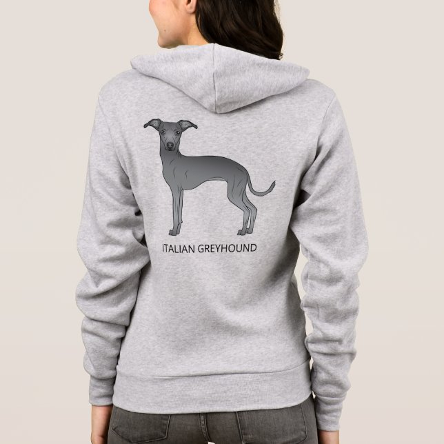 Blauer italienischer Grauhund mit benutzerdefinier Hoodie (Rückseite)