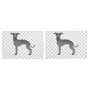 Blauer Italienischer Windhund-Cartoon-Hund mit Pfo Kissenbezug