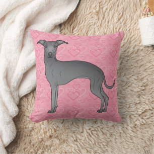 Blauer Italienischer Windhund Süßer Hund Auf Rosa Kissen