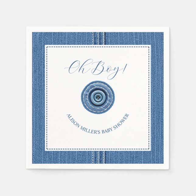 Blauer Jean mit Stichen und Knopfjunge Dusche Serviette (Vorderseite)