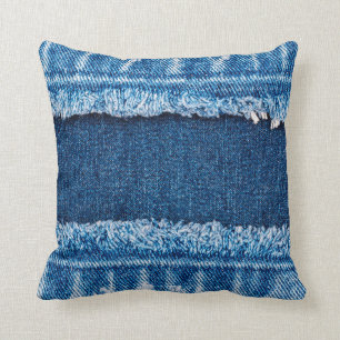 Blauer Jeans Stoff Textur Kissen