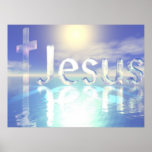 Blauer Jesus Poster (Vorne)