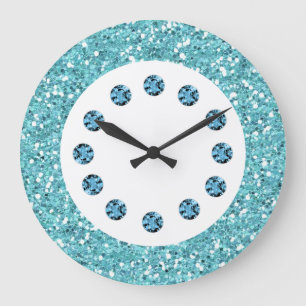 Blauer Jewel Blanc Große Wanduhr
