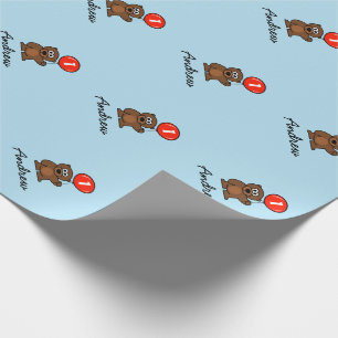 Blauer Junge 1. Geburtstag Teddy Bär Packingpapier Geschenkpapier