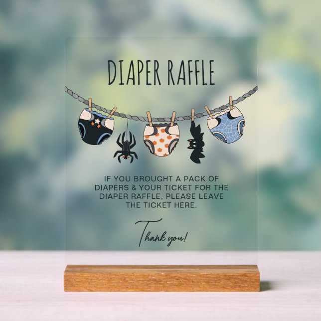 Blauer Junge Halloween Baby Duschdusche Windeln Ra Acrylschild (Neutral)