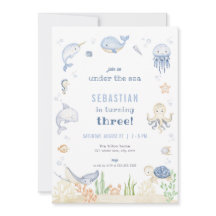 Blauer Junge unter dem Meer Einladung zum Geburtst