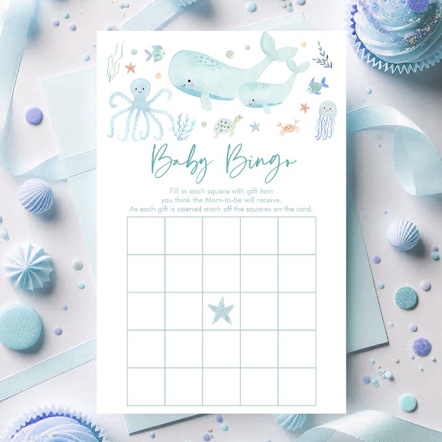 Blauer Junge unter dem Sea Baby Shower Bingo Game (Von Creator hochgeladen)