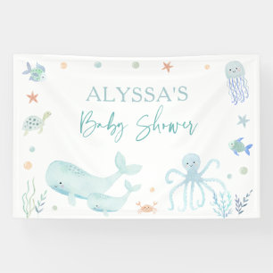 Blauer Junge unter der Sea Baby-Dusche Banner