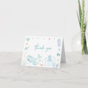 Blauer Junge unter der Sea Baby-Dusche Dankeskarte