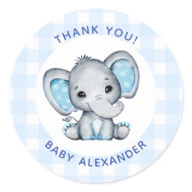 Blauer Jungen-Elefanten-Aufkleber für Baby-Party-G