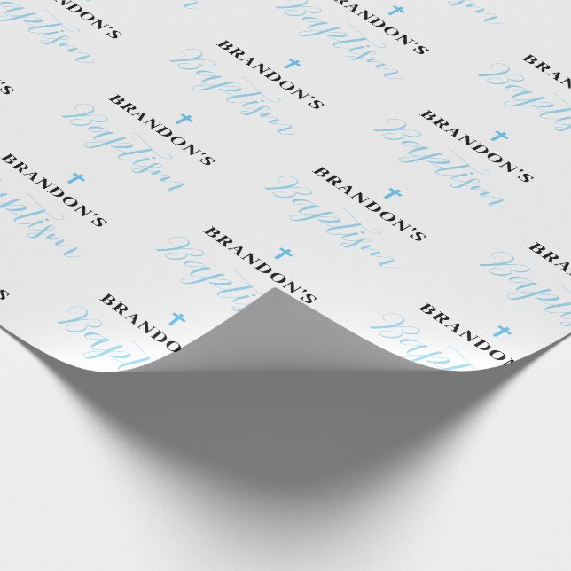 Blauer Jungen Taufgeschenkverpackungspapier Geschenkpapier (Ecke)