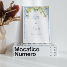 Blauer Kachel und Lemon Hochzeitsgeschenke & Karte