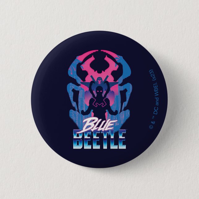 Blauer Käfer Retrowave gegen Grafik Button (Vorderseite)