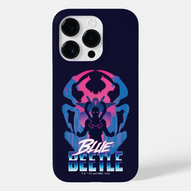 Blauer Käfer Retrowave gegen Grafik Case-Mate iPhone Hülle (Rückseite)