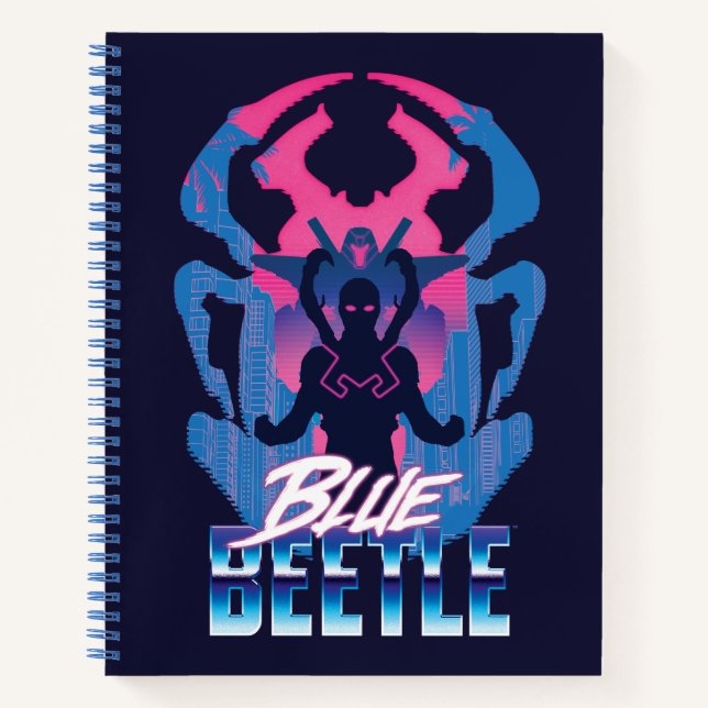 Blauer Käfer Retrowave gegen Grafik Notizbuch (Vorderseite)