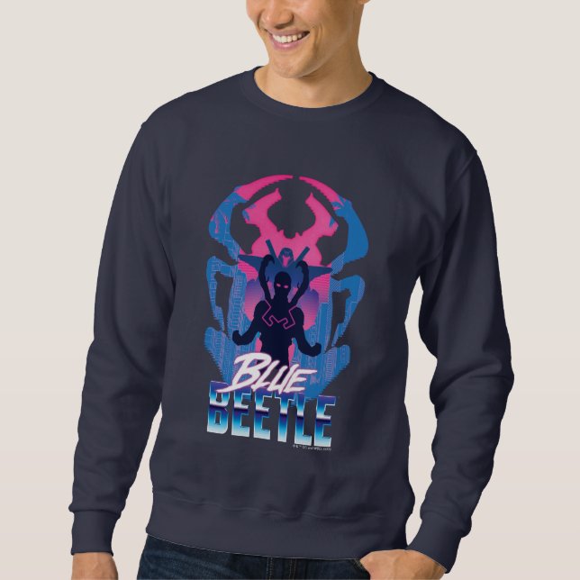 Blauer Käfer Retrowave gegen Grafik Sweatshirt (Vorderseite)