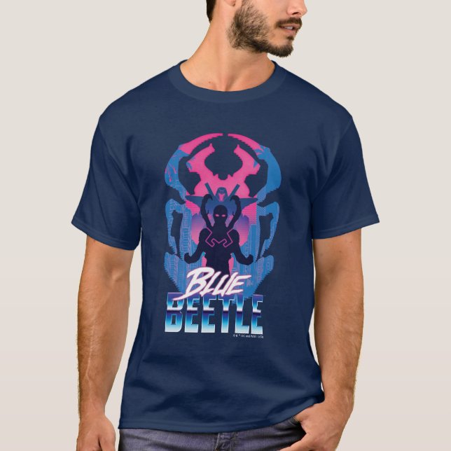 Blauer Käfer Retrowave gegen Grafik T-Shirt (Vorderseite)