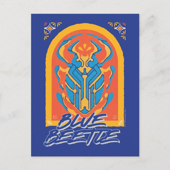 Blauer Käfer Scarab Talavera Graphic Postkarte (Vorderseite)