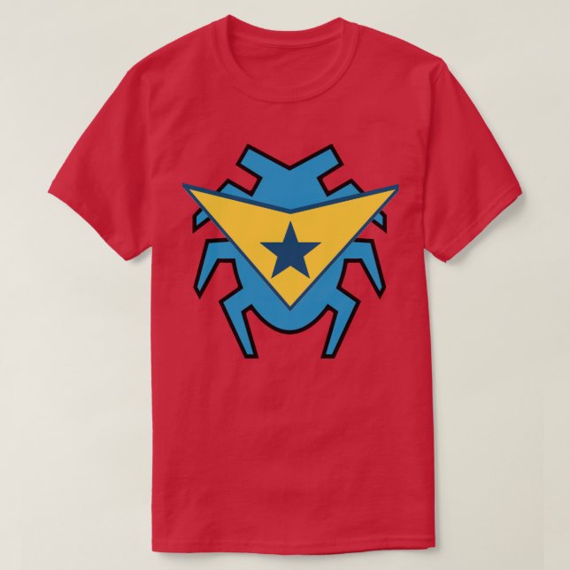 Blauer Käfer und Booster Gold T-Shirt (Design vorne)