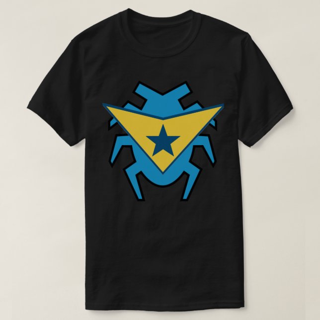 Blauer Käfer und Booster Gold T-Shirt (Design vorne)