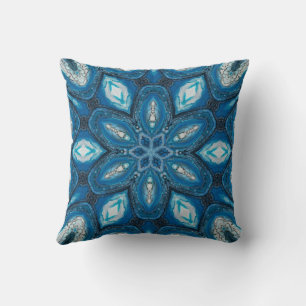 Blauer Kaleidoskop-Wurfkissen Kissen