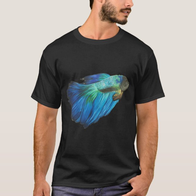 Blauer Kampffisch Zeichnung T-Shirt (Vorderseite)