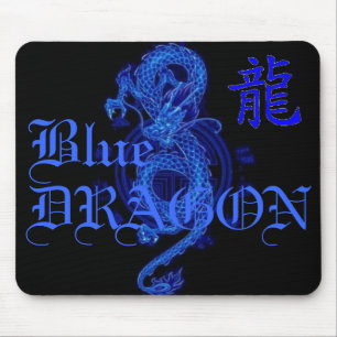 Blauer Kanji-Drache-Buchstabe Mousepad