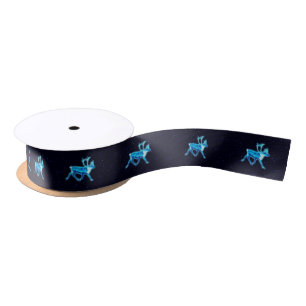 Blauer Karibu (Rentier) Satinband