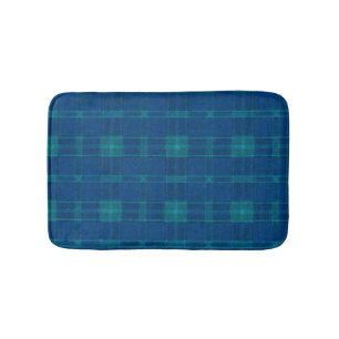 Blauer Karierter Bademantel Badematte