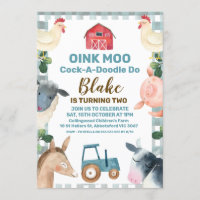 Blauer Karierter Betrieb und Traktor zum Geburtsta