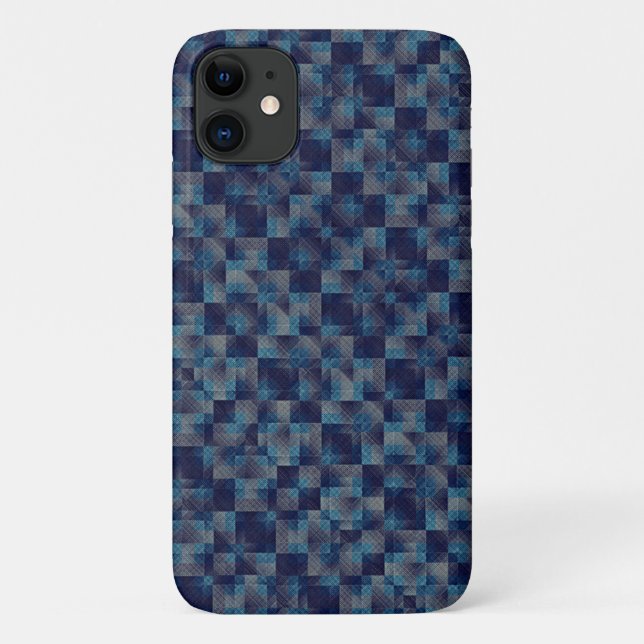 Blauer, karierter Overlay mit Leinwand Case-Mate iPhone Hülle (Rückseite)