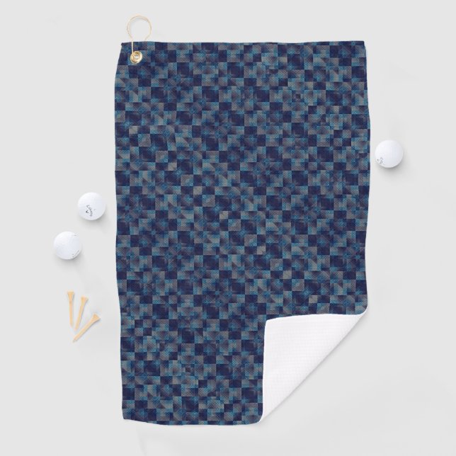 Blauer, karierter Overlay mit Leinwand Golfhandtuch (Insitu)