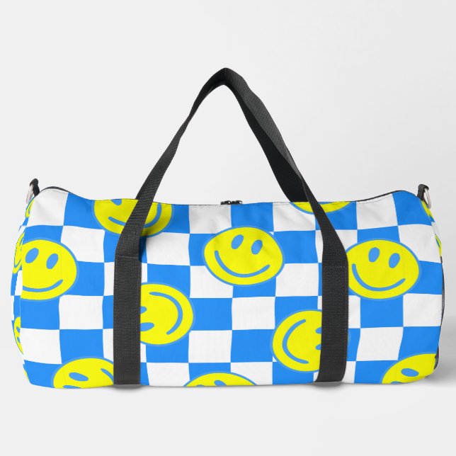 blauer Karo Duffle Bag (Vorderseite)
