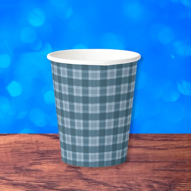 Blauer Karo-Muster-Papierbecher Pappbecher (Blue plaid pattern paper cup)