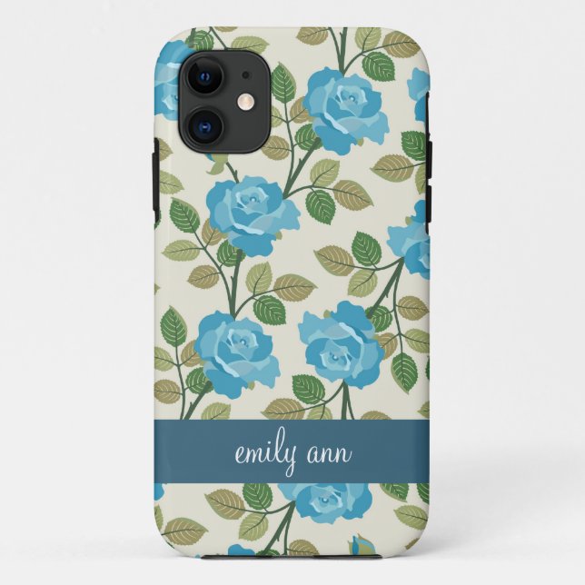 Blauer Kasten des Rosen-Rebe-Muster-iPhone4 Case-Mate iPhone Hülle (Rückseite)