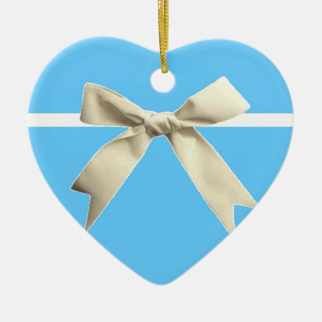 Blauer Kasten-Herz-Verzierung Keramik Ornament (Vorne)