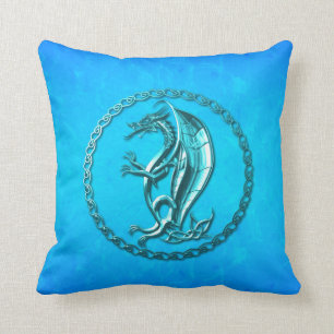 Blauer keltischer Drache Kissen