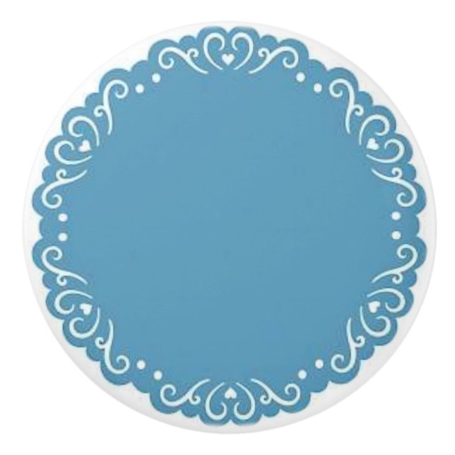 Blauer Keramik Knob/Herz Keramikknauf (Vorderseite)
