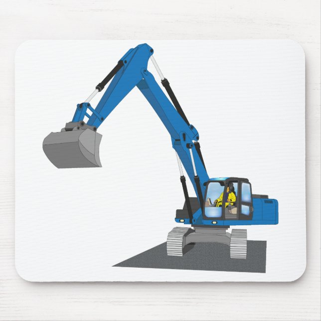 blauer Kettenbagger Mousepad (Vorne)