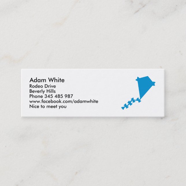 Blauer Kinderdrachen Mini Visitenkarte (Vorderseite)