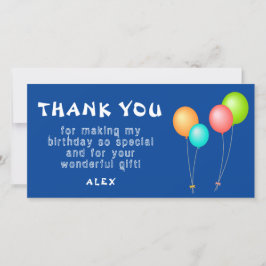 Blauer Kindergeburtstag Dankeskarte