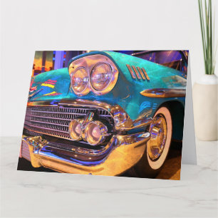 BLAUER KLASSIC AUTO VINTAGER GEBURTSTAG GREETING C DANKESKARTE