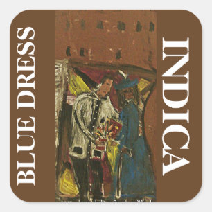BLAUER KLEID INDICA QUADRATISCHER AUFKLEBER