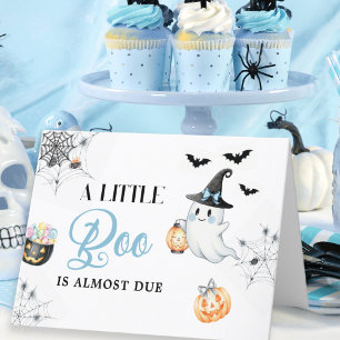 Blauer Kleiner Boo Halloween-Baby-Empfangsfeier Dankeskarte