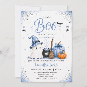 Blauer Kleiner Boo Halloween-Baby-Party Einladung