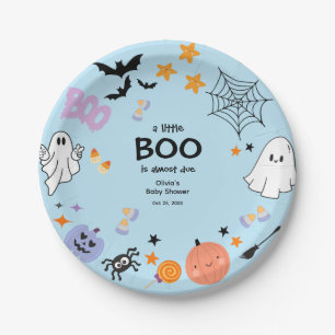 Blauer kleiner Boo süße Geist Halloween-Baby-Party Pappteller