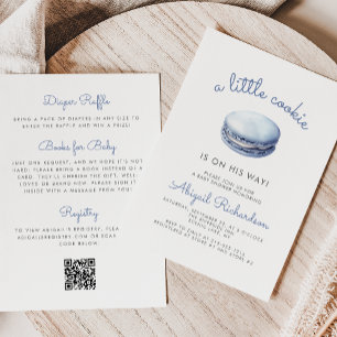Blauer Kleiner Cookie Macaron QR Code Junge Baby S Einladung