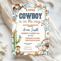 Blauer kleiner Cowboy auf dem Weg zur Babyparty